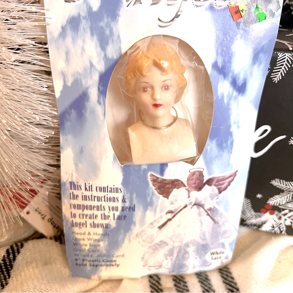 Vintage Angel Victorian Centerpiece Tree Topper Kit Eyes Shut White Lace Craft